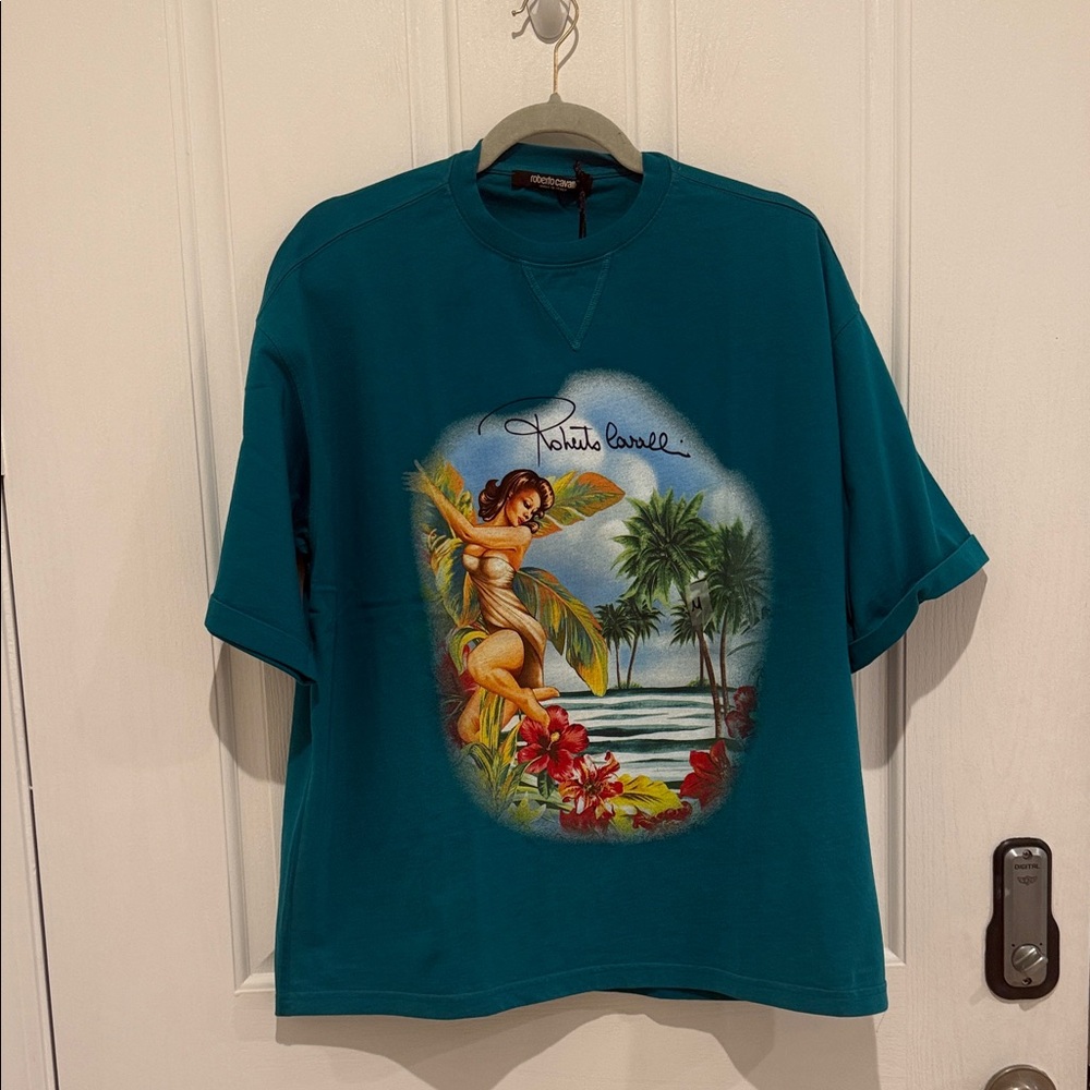 ROBERTO CAVALLI Hawaii-Print Cotton T-shirt - Picture 6 of 11
